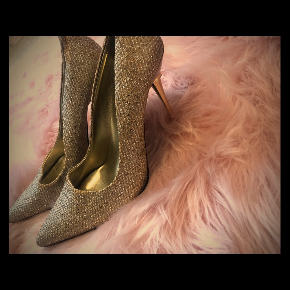 Sparkly gold stilettos